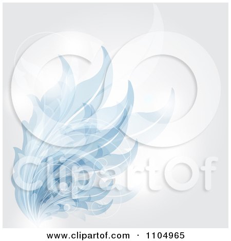 Clipart Ornate Blue Floral Design And Faint Overlay With Orbs Of Light On Gray - Royalty Free Vector Illustration by KJ Pargeter