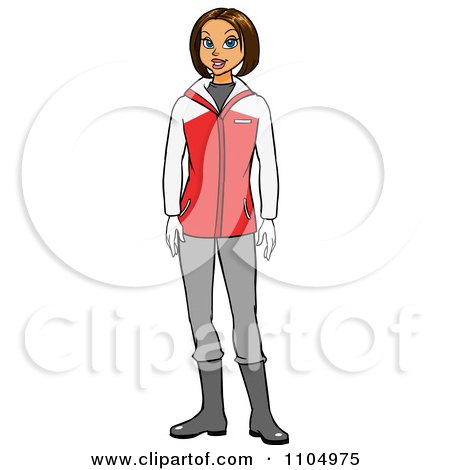 Clipart Happy White Woman In Winter Apparel - Royalty Free Vector Illustration by Cartoon Solutions