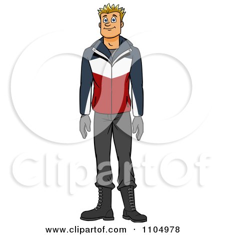 Clipart Happy White Man In Winter Apparel - Royalty Free Vector Illustration by Cartoon Solutions