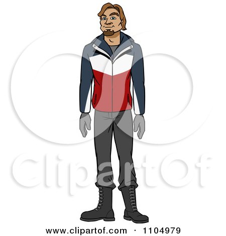 Clipart Happy Caucasian Man In Winter Apparel - Royalty Free Vector Illustration by Cartoon Solutions