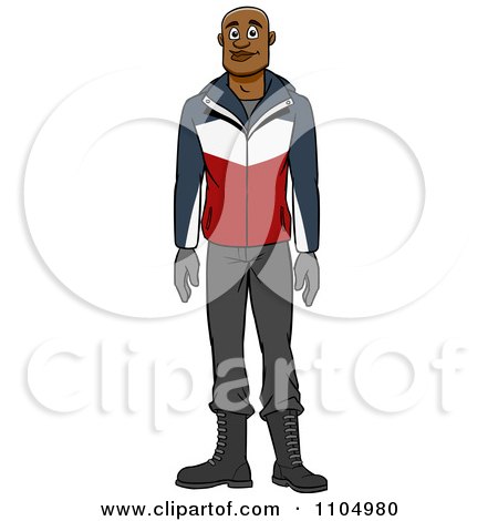 Clipart Happy Black Man In Winter Apparel - Royalty Free Vector Illustration by Cartoon Solutions