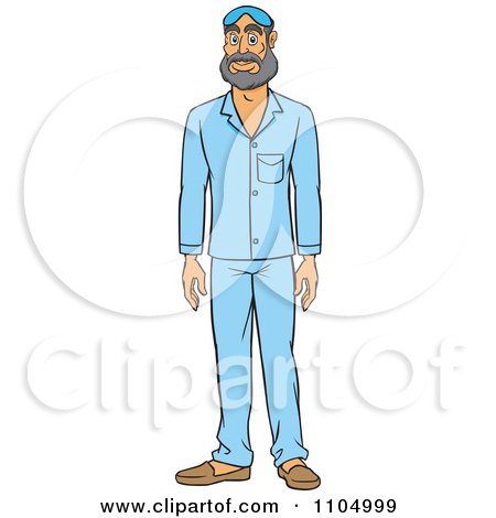 Clipart White Man Wearing Blue Pajamas - Royalty Free Vector Illustration by Cartoon Solutions