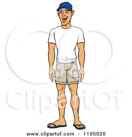 Clipart Happy Casual White Man In Shorts And A T Shirt - Royalty Free Vector Illustration by Cartoon Solutions