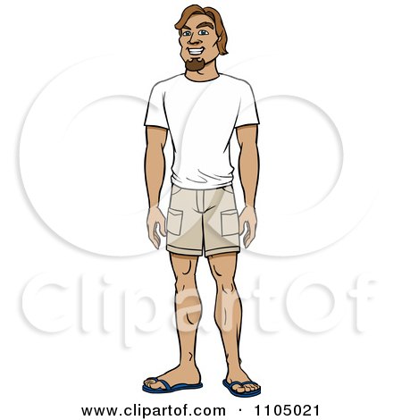 Clipart Happy Casual Caucasian Man In Shorts And A T Shirt - Royalty Free Vector Illustration by Cartoon Solutions