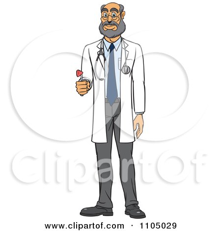 Clipart Caucasian Male Doctor Holding A Medical Hammer Reflex Tool - Royalty Free Vector Illustration by Cartoon Solutions