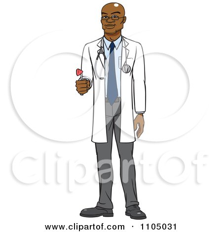 Clipart Black Male Doctor Holding A Medical Hammer Reflex Tool - Royalty Free Vector Illustration by Cartoon Solutions