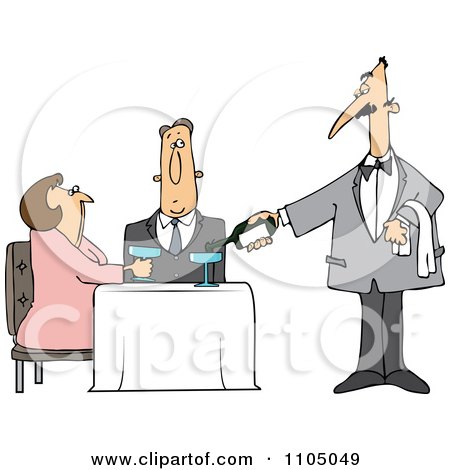 Royalty-Free (RF) Clipart Illustration of a Chubby Male Waiter Holding A  Tray Of Wine Over His Head by djart #224979
