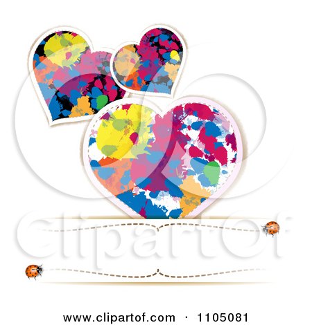 Clipart Splatter Hearts And Ladybugs With Copyspace - Royalty Free Vector Illustration by merlinul