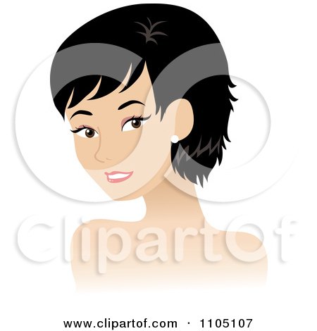 Clipart Pretty Black Haired Woman With A Clear Complexion - Royalty Free Vector Illustration by Rosie Piter