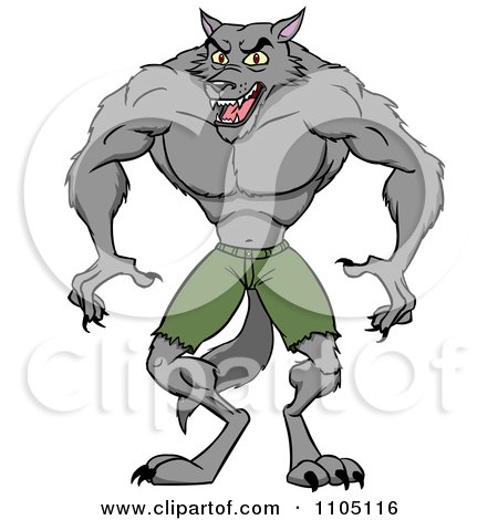 Clipart Strong Werewolf Facing Front - Royalty Free Vector Illustration by Cartoon Solutions