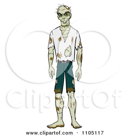 Clipart Male Zombie Standing And Facing Front - Royalty Free Vector Illustration by Cartoon Solutions
