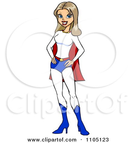 Clipart Super Hero Woman With Her Hands On Her Hips - Royalty Free Vector Illustration by Cartoon Solutions