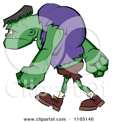 Clipart Frankenstein Walking In Profile - Royalty Free Vector Illustration by Cartoon Solutions