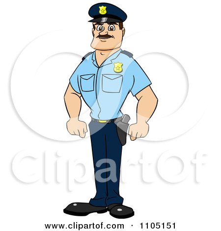 Clipart Strong Police Man Standing - Royalty Free Vector Illustration by Cartoon Solutions
