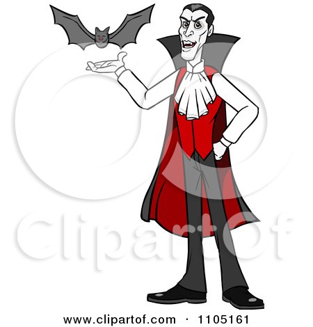 Clipart Dracula Holding His Hand Out For A Vampire Bat - Royalty Free Vector Illustration by Cartoon Solutions