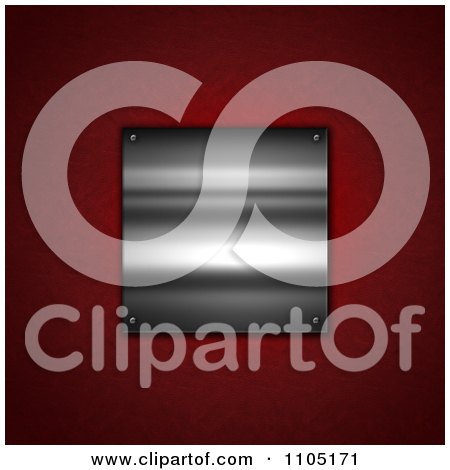 Clipart Metal Plaque Over Red Leather - Royalty Free Vector Illustration by KJ Pargeter