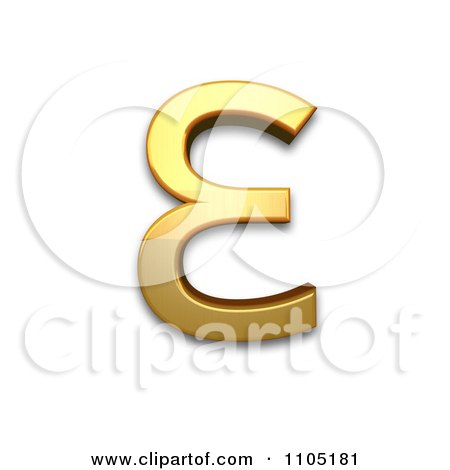 Clipart 3d Golden Cyrillic Capital Letter Reversed ze - Royalty Free CGI Illustration by Leo Blanchette