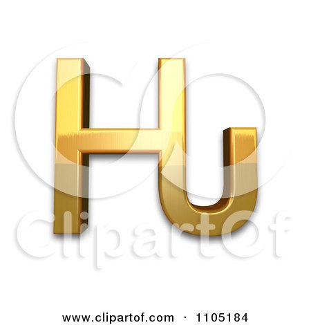 Clipart 3d Golden Cyrillic Capital Letter komi nje - Royalty Free CGI Illustration by Leo Blanchette