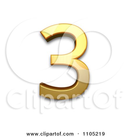 3d Gold digit three Clipart Royalty Free Vector Illustration by Leo Blanchette