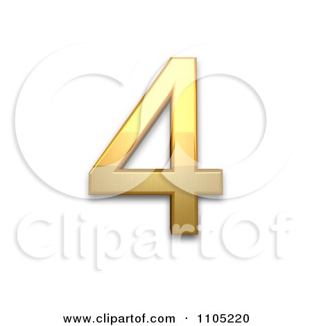 3d Gold digit four Clipart Royalty Free Vector Illustration by Leo Blanchette