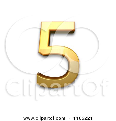 3d Gold digit five Clipart Royalty Free Vector Illustration by Leo Blanchette