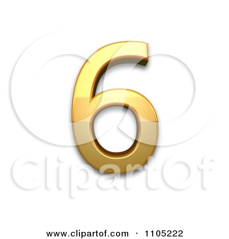 3d Gold digit six Clipart Royalty Free Vector Illustration by Leo Blanchette