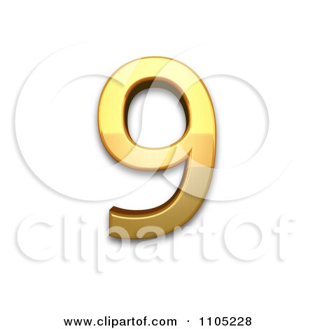 3d Gold digit nine Clipart Royalty Free Vector Illustration by Leo Blanchette