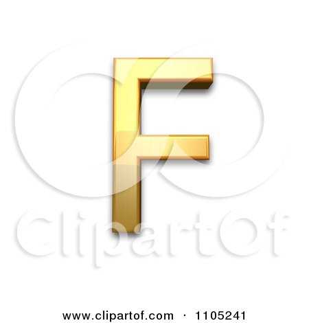 3d Gold capital letter f Clipart Royalty Free Vector Illustration by Leo Blanchette