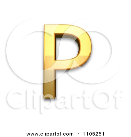 3d Gold capital letter p Clipart Royalty Free Vector Illustration by Leo Blanchette