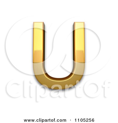 3d Gold capital letter u Clipart Royalty Free Vector Illustration by Leo Blanchette