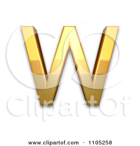 3d Gold capital letter w Clipart Royalty Free Vector Illustration by Leo Blanchette