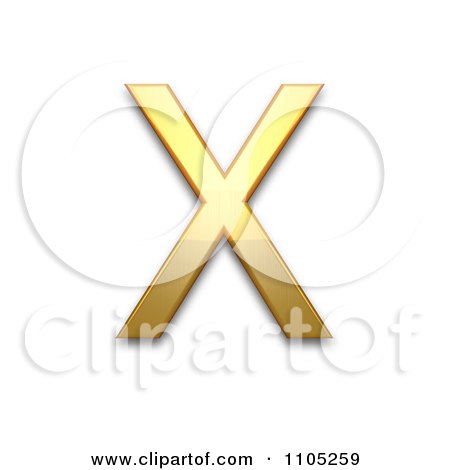 3d Gold capital letter x Clipart Royalty Free Vector Illustration by Leo Blanchette