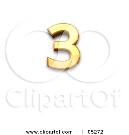 3d Gold superscript three Clipart Royalty Free Vector Illustration by Leo Blanchette
