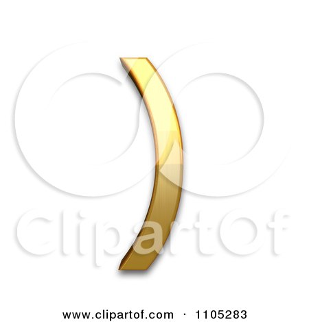 3d Gold right parenthesis Clipart Royalty Free Vector Illustration by Leo Blanchette