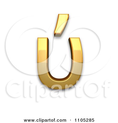 3d Gold greek small letter upsilon with tonos Clipart Royalty Free CGI Illustration by Leo Blanchette