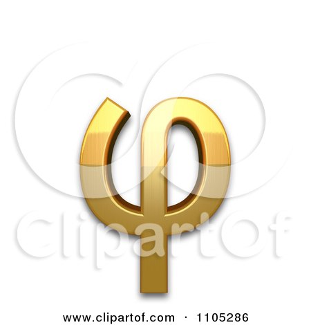 3d Gold greek small letter phi Clipart Royalty Free CGI Illustration by Leo Blanchette