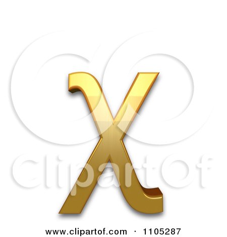 3d Gold greek small letter chi Clipart Royalty Free CGI Illustration by Leo Blanchette