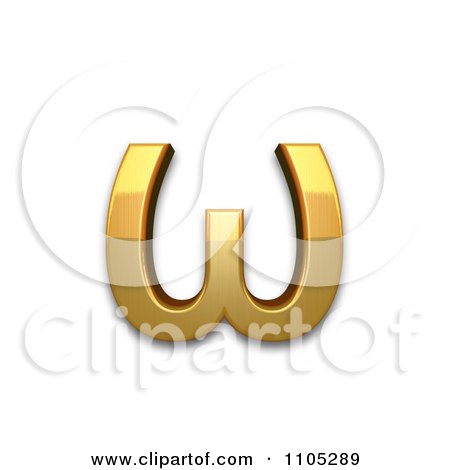 3d Gold greek small letter omega Clipart Royalty Free CGI Illustration by Leo Blanchette