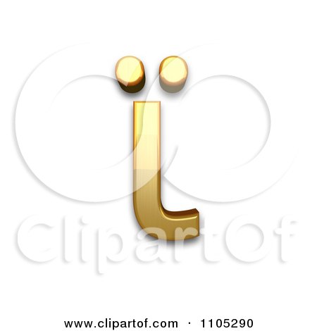 3d Gold greek small letter iota with dialytika Clipart Royalty Free CGI Illustration by Leo Blanchette