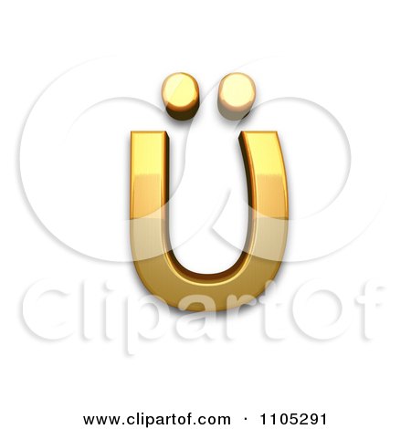 3d Gold greek small letter upsilon with dialytika Clipart Royalty Free CGI Illustration by Leo Blanchette