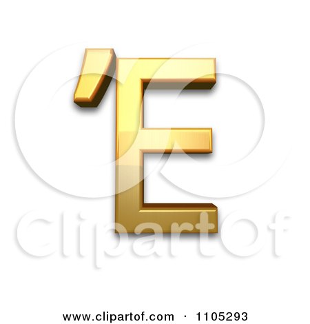 3d Gold greek capital letter epsilon with tonos Clipart Royalty Free CGI Illustration by Leo Blanchette