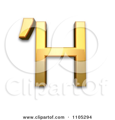 3d Gold greek capital letter eta with tonos Clipart Royalty Free CGI Illustration by Leo Blanchette