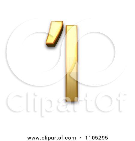 3d Gold greek capital letter iota with tonos Clipart Royalty Free CGI Illustration by Leo Blanchette