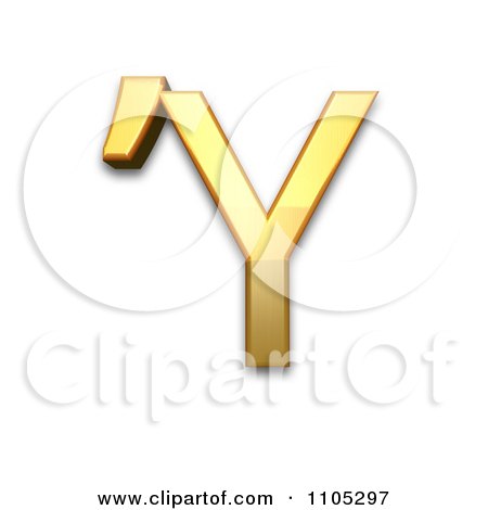 3d Gold greek capital letter upsilon with tonos Clipart Royalty Free CGI Illustration by Leo Blanchette