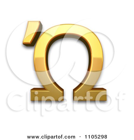 3d Gold greek capital letter omega with tonos Clipart Royalty Free CGI Illustration by Leo Blanchette