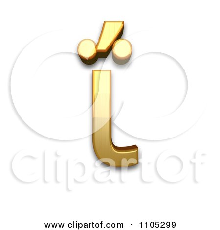 3d Gold greek small letter iota with dialytika and tonos Clipart Royalty Free CGI Illustration by Leo Blanchette