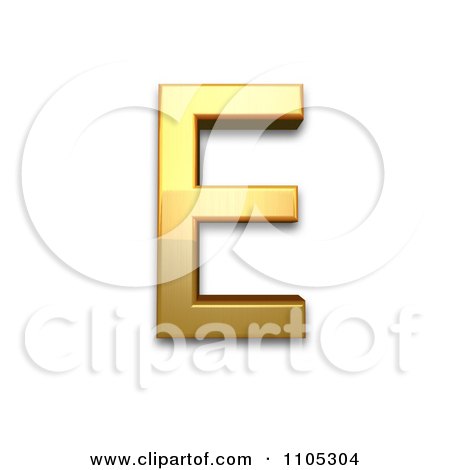 3d Gold greek capital letter epsilon Clipart Royalty Free CGI Illustration by Leo Blanchette