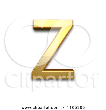 3d Gold greek capital letter zeta Clipart Royalty Free CGI Illustration by Leo Blanchette