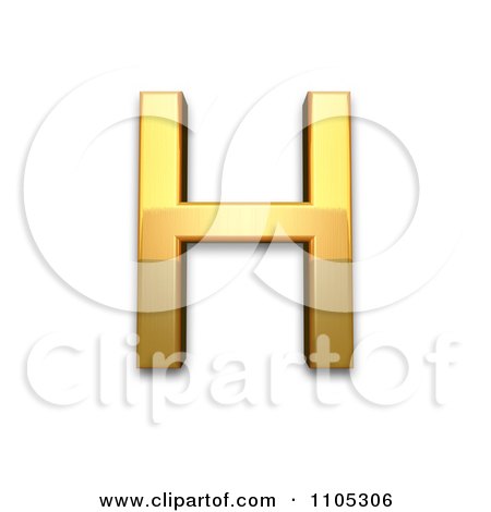 3d Gold greek capital letter eta Clipart Royalty Free CGI Illustration by Leo Blanchette