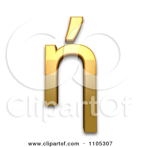 3d Gold greek small letter eta with tonos Clipart Royalty Free CGI Illustration by Leo Blanchette